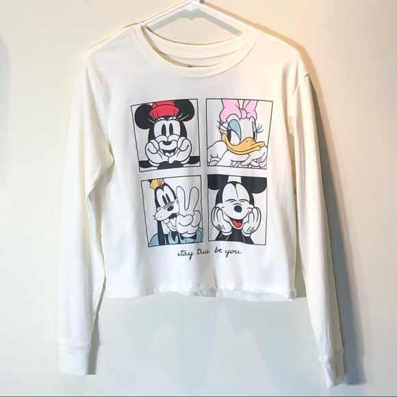 Tops - Mickey and Friends Ivory Graphic Long Sleeves Tee Junior Sz M